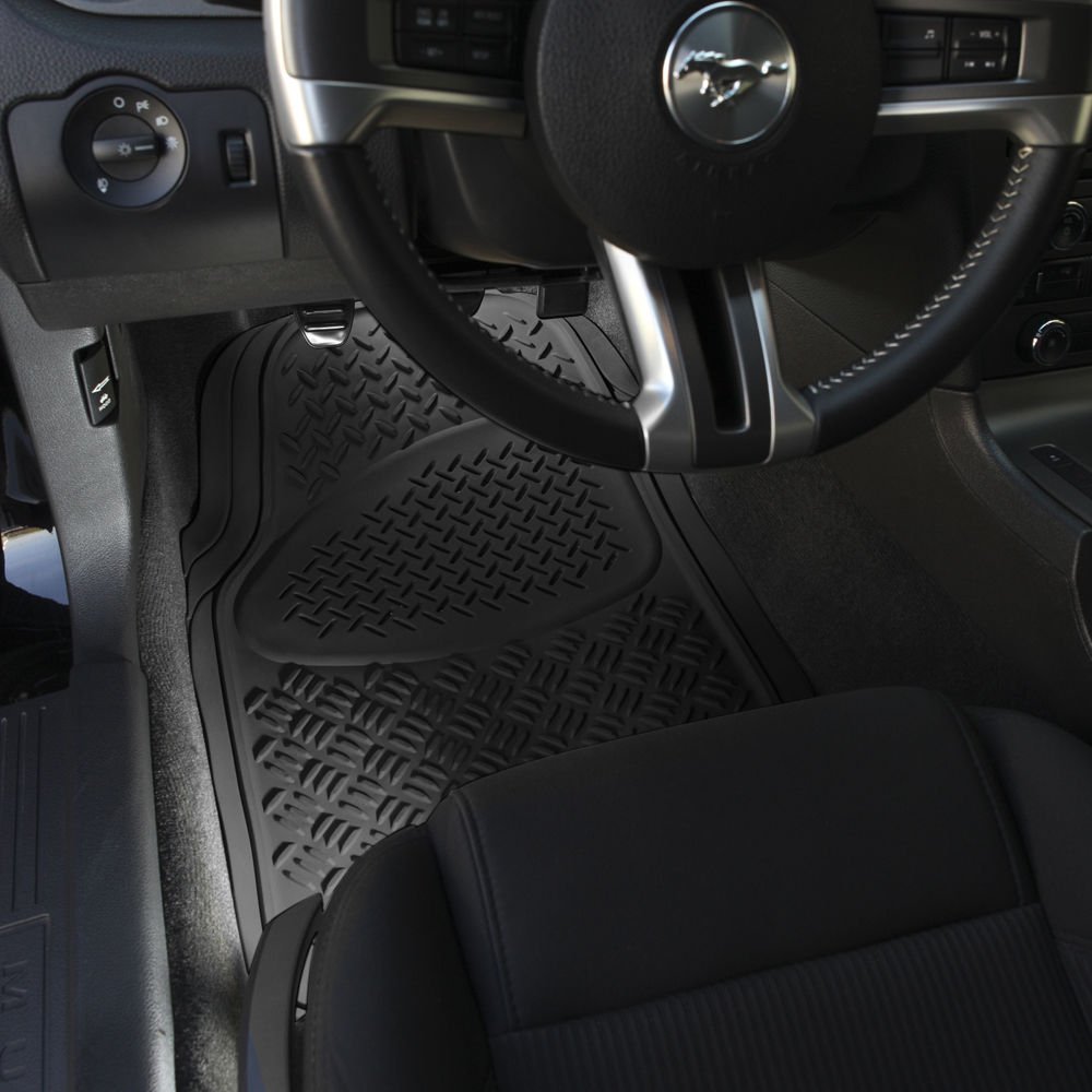 New Car Floor Mats for Honda Civic 3pc Set All Weather Rubber Diamond