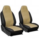 New Faux Leather Tan Black Seat Cover 2pc for Honda Civic w/Integrated Head Rests