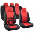 New Car Seat Cover Set for Nissan Altima Steering Wheel/Head Rests Red Full Stripe