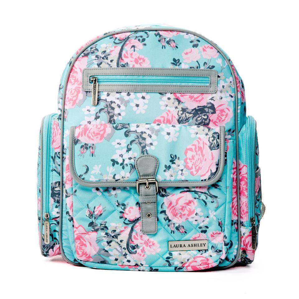 Laura Ashley 4in1 Rose Floral Dome Backpack Diaper Bag Teal