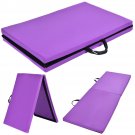 6’x2'x1.5'' Gymnastics Mat Thick Two Folding Panel Gym Fitness Exercise Purple