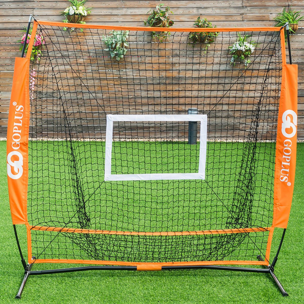 5'×5' Baseball Softball Practice Hitting Batting Training Net Bow Frame