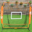 5'×5' Baseball Softball Practice Hitting Batting Training Net Bow Frame w/ Bag