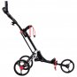 Foldable 3 Wheel Golf Pull Push Cart Trolley w/ Umbrella Scorecard Drink Holder