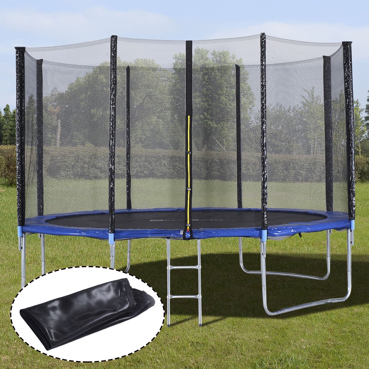 New 12FT Trampoline Combo Bounce Jump Safety Enclosure Net W/Spring Pad Ladder
