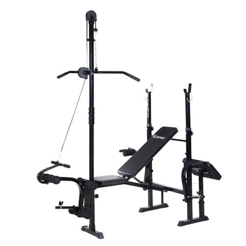 Adjustable Weight Lifting Flat Bench Rack Set Fitness Exercise Body Workout New