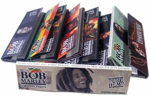 TEN PACKS BOB MARLEY KING SIZE rolling papers made of pure hemp 33 leaves per pack