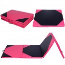 4'x10'x2"" Gymnastics Mat Thick Folding Panel Gym Fitness Exercise Pink & Black