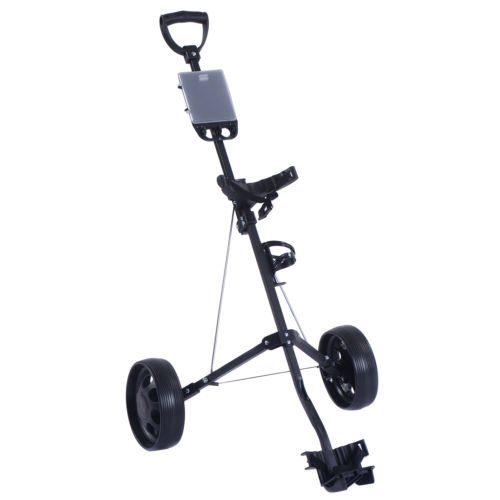 New Foldable 2 Wheel Push Pull Golf Cart /Cup Holder Trolley Swivel Steel Light