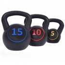 Home Gym 3 Pcs Vinyl Kettlebell Kit Body Muscles Training Weights 5 10 15lbs Set