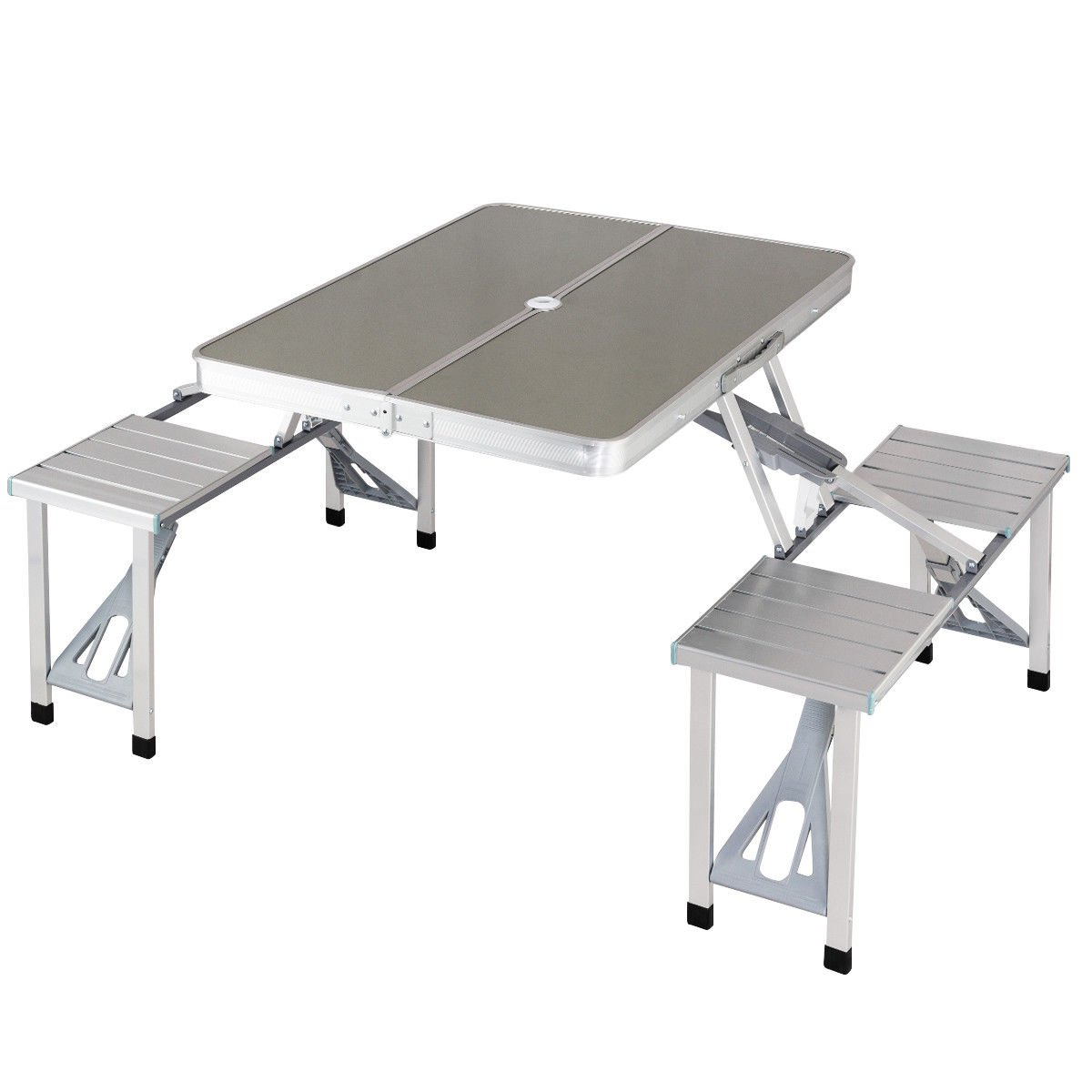 Aluminum Portable Folding Picnic Table Camping Suitcase w/ Bench 4 Seat Outdoor