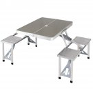 Aluminum Portable Folding Picnic Table Camping Suitcase w/ Bench 4 Seat Outdoor