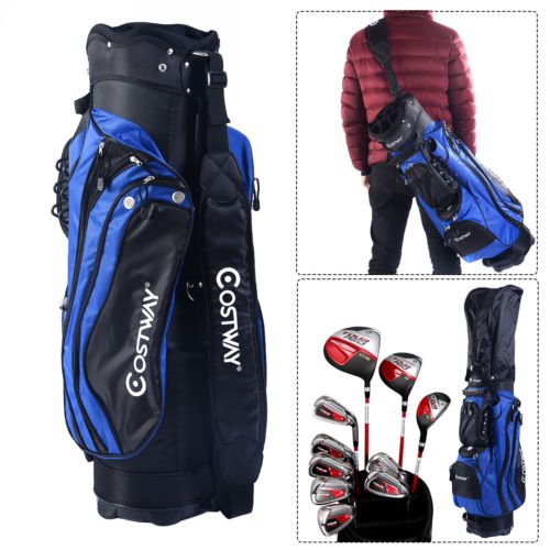 Costway Golf Stand Cart Bag 14 Way Divider Lightweight w/ Carry Belt Blue 2016
