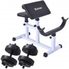 Preacher Curl Weight Bench Seated Arm Isolated Barbell Biceps w/ 40LB Dumbbell