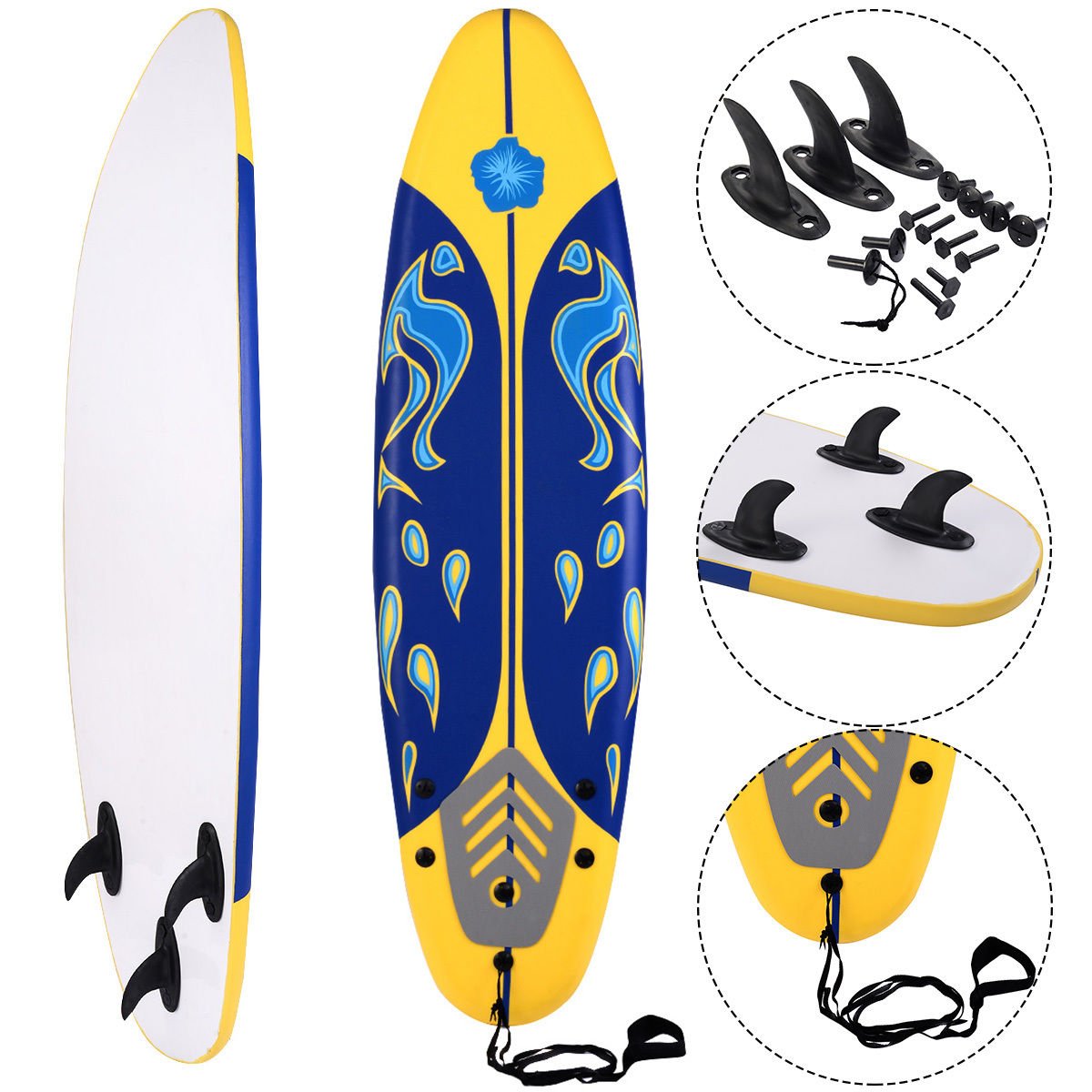 Goplus 6' Surfboard Surf Foamie Boards Surfing Beach Ocean Body