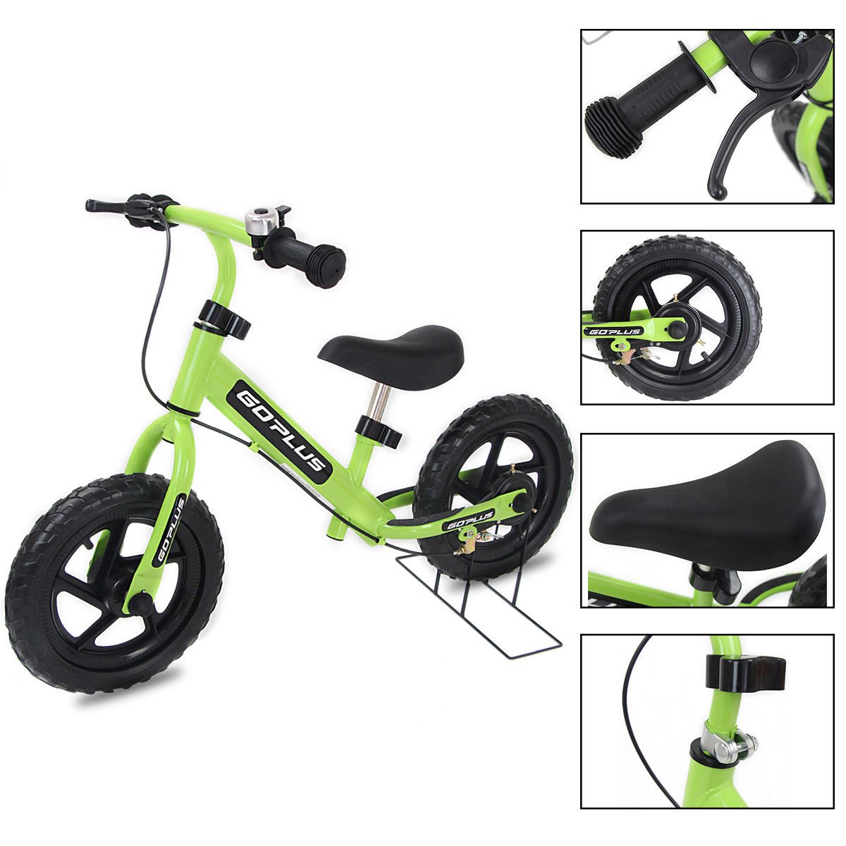 12"" Green Kids Balance Bike Children Boys & Girls with Brakes and Bell Exercise