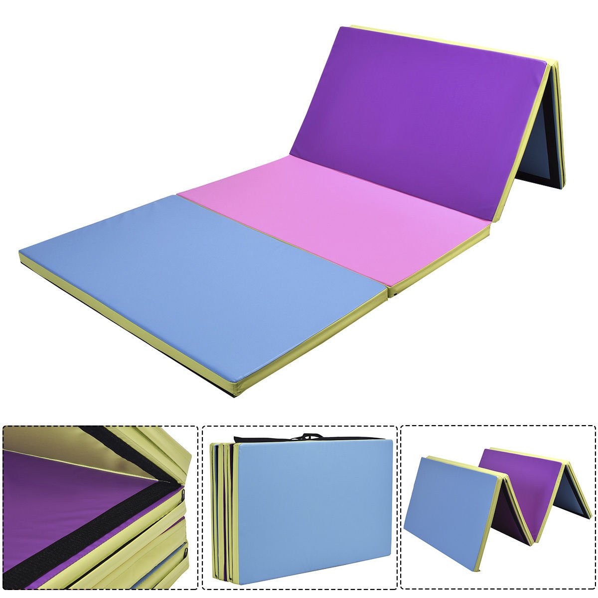 4'x10'x2"" Gymnastics Mat Folding PU Panel Gym Fitness Exercise Multi-Colors 2017