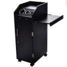 Black Beauty Salon Spa Rolling Trolley 4 Storage Trays &Locking Door Equipment