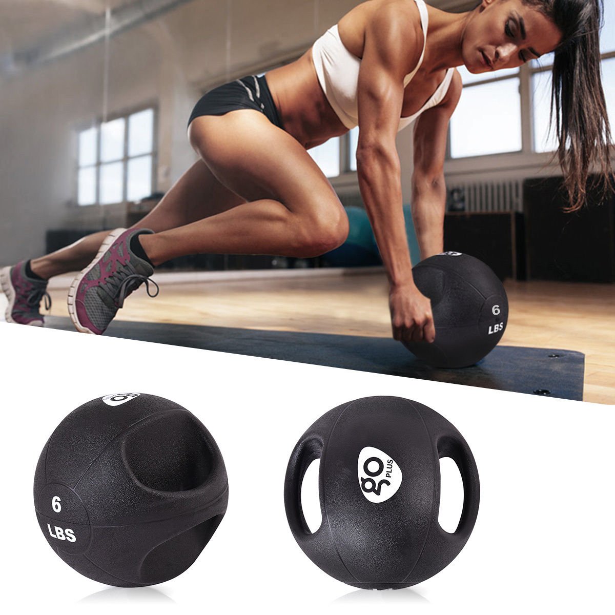 Goplus Dual Grip Medicine Ball Fitness Weighted Training 8 lbs