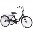 26"" Single Speed 3-wheel Bicycle Adult Tricycle Seat Height Adjustable w/ Bell