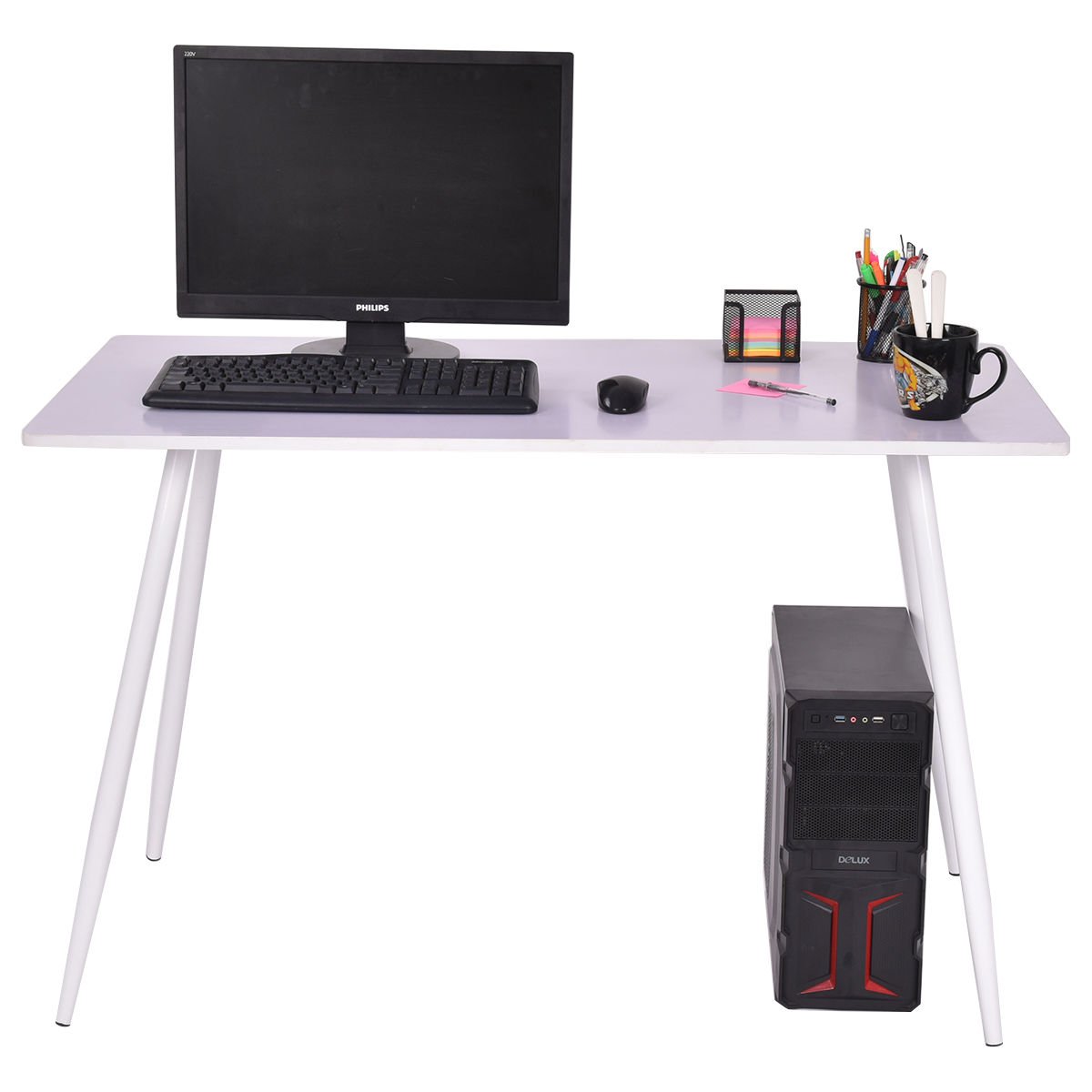White Computer Laptop Writing Desk Table Student Study Decor Modern Home Office