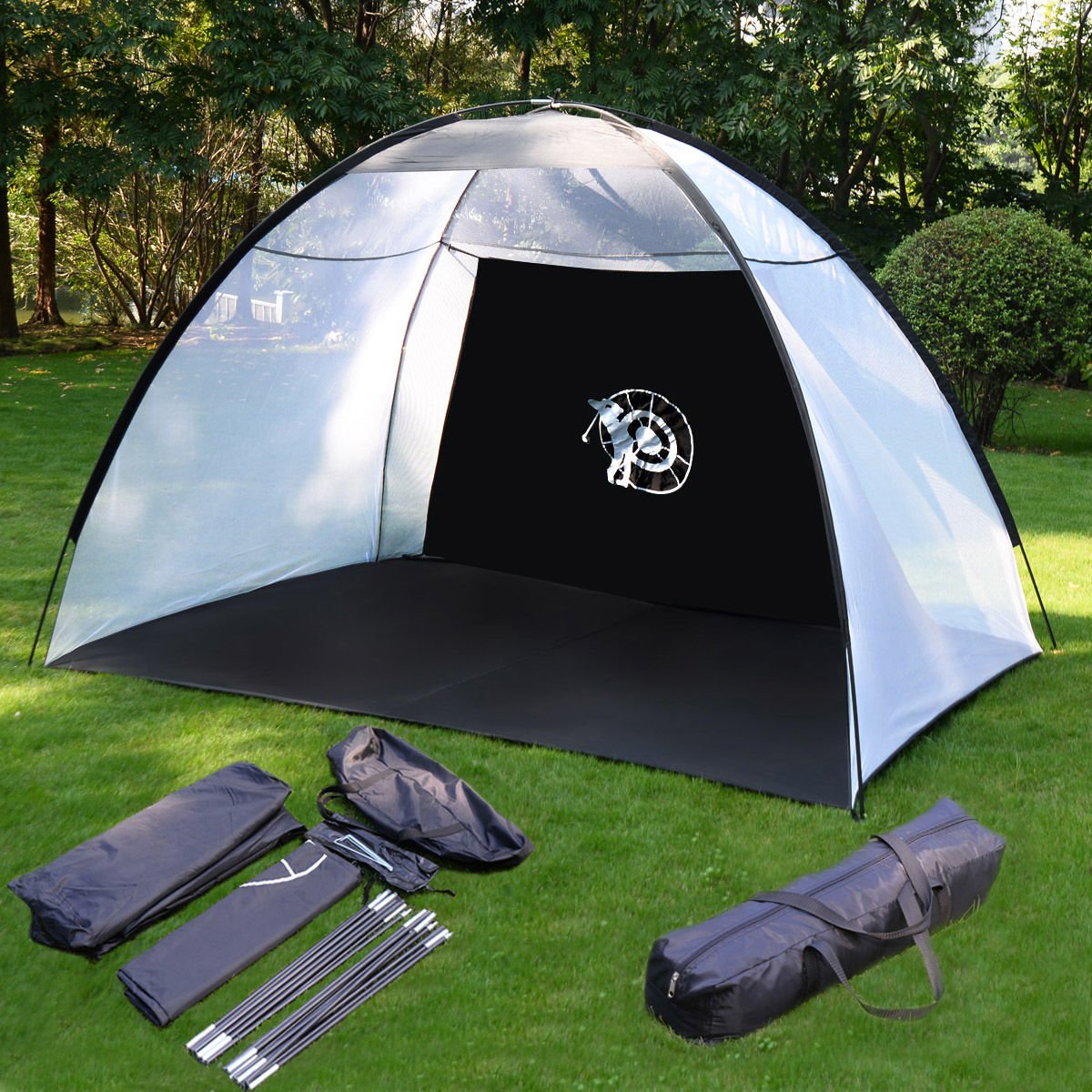 New 10' Golf Practice net Hitting cage Training Aid Mat Driver Irons w/Free Bag