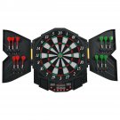 Professional Electronic Dartboard Cabinet Set w/ 12 Darts Game Room LED Display