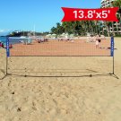 Portable 13.8'x5' Badminton Beach Volleyball Tennis Training Net w/ Carrying Bag