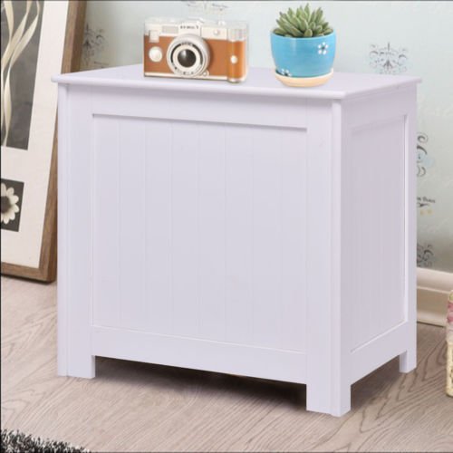 White Wood Laundry Clothes Hamper Storage Basket Bin Organizer Sorter Lid Decor