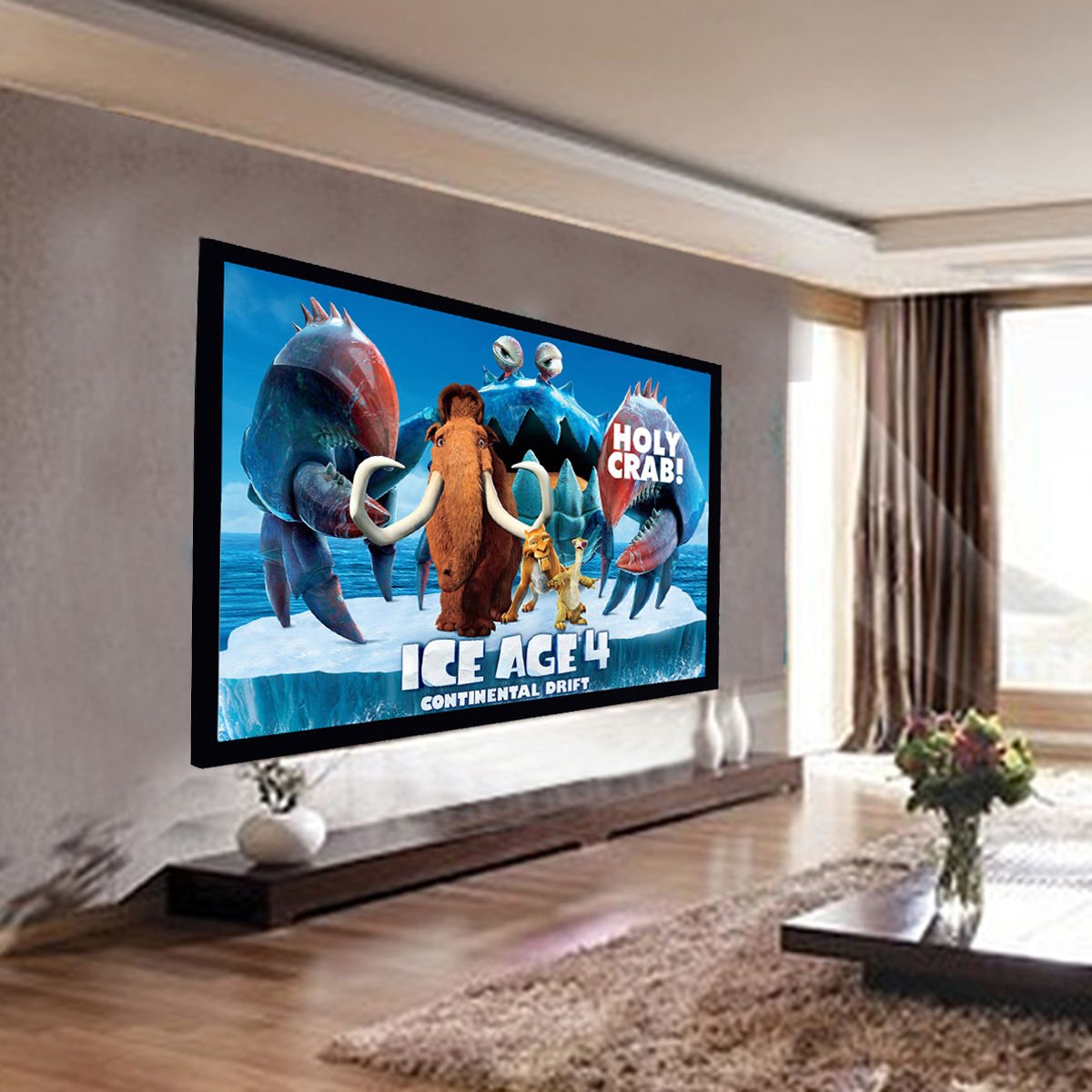 92"" Aluminum Fixed Frame 16:9 Projector Screen Velvet Matte White Home Theater