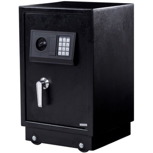 Electronic Password Safe Box With Key For Cash Jewelry Gun Security Locker