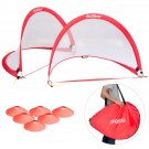 Set of 2 Portable 4' Pop-Up Soccer Goals Set For Backyard w Carrying Bag 6 Cones