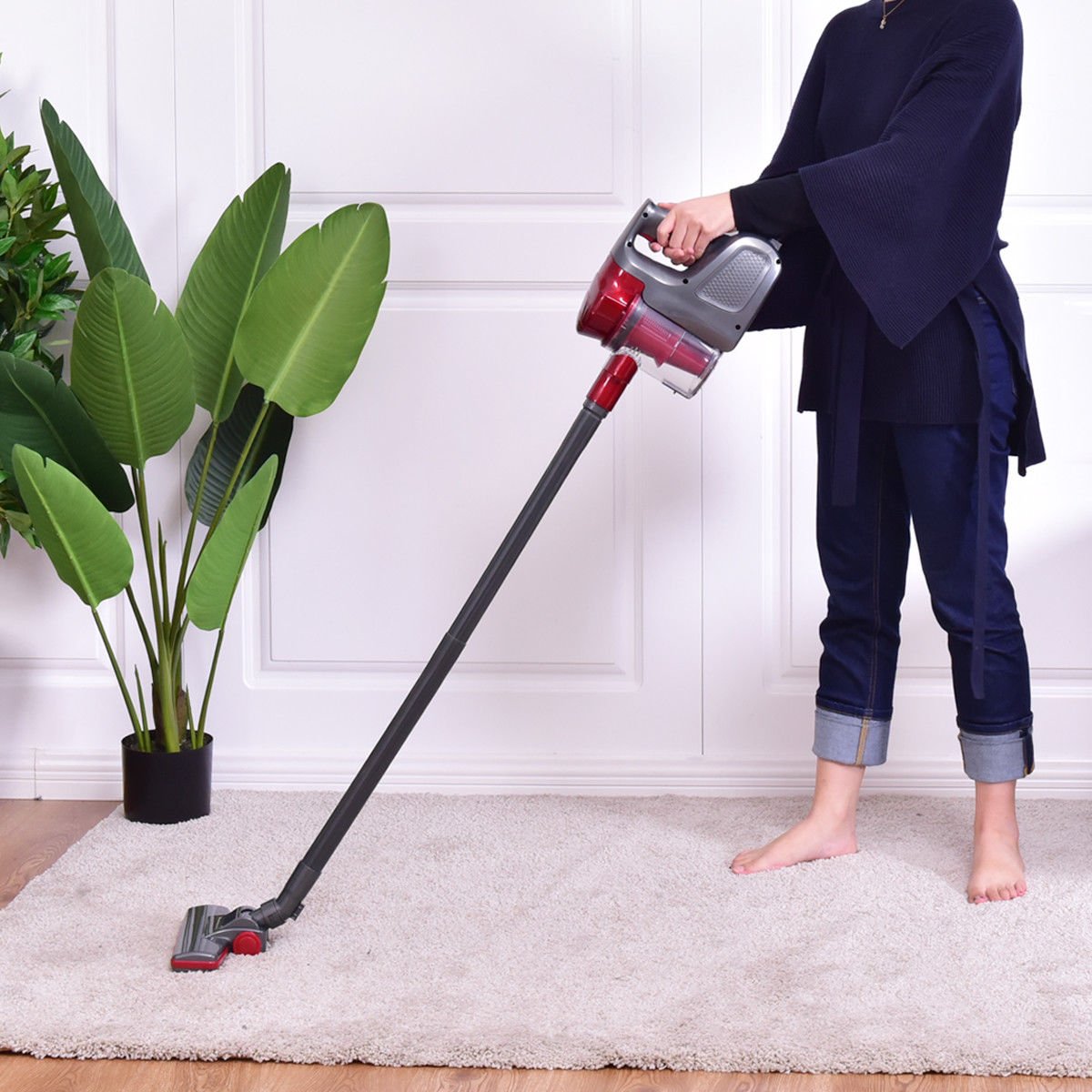 Portable Lightweight Vacuum Cleaner Bagless Carpet Hard Floor w Washable Filter