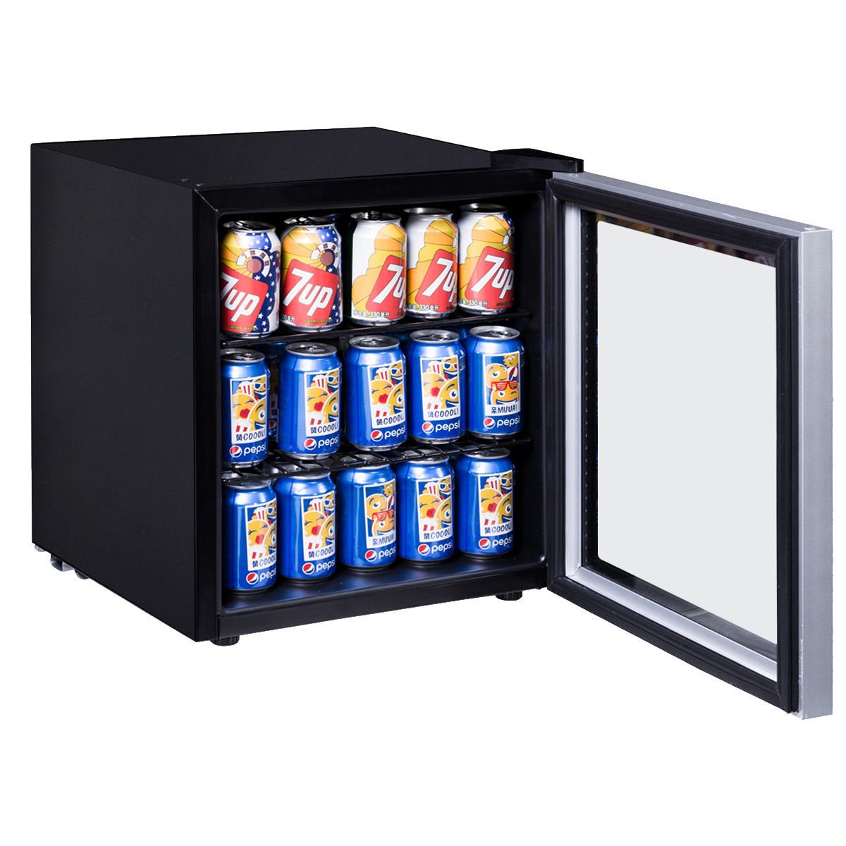 60 Can Beverage Refrigerator Beer Wine Soda Drink Cooler Mini Fridge Glass Door