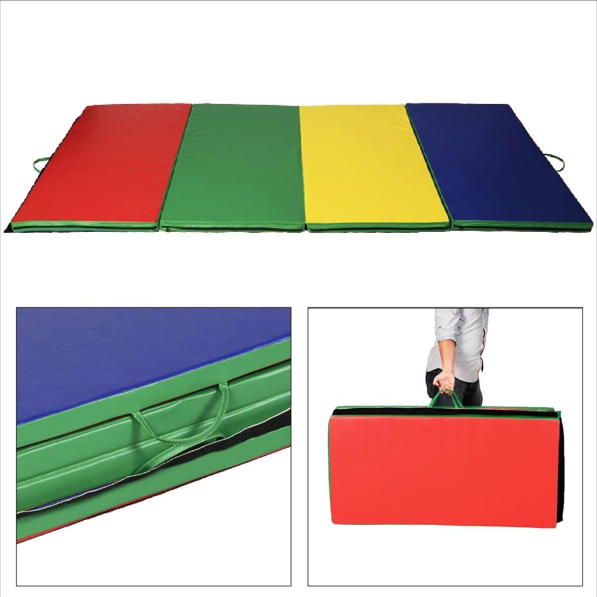 4'x10'x2"" Gymnastics Mat Folding Panel Thick Gym Fitness Exercise Multicolor New