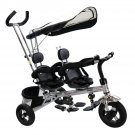 4 In 1 Twins Kids Baby Stroller Tricycle Safety Double Rotatable Seat w/ Basket