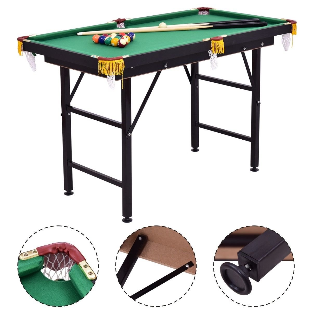 47"" Pool Table Billiard Table Toys Game Set w 2 Cue Triangle Rack Ball and Chalk
