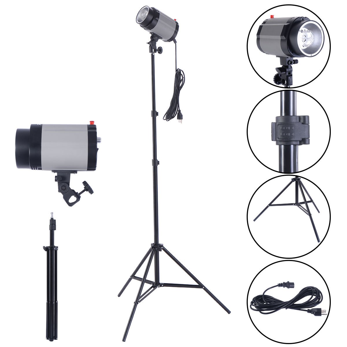 2X160W Photography Studio Lighting Kit Strobe Photo Flash Light Stand Holder