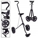 Foldable 2 Wheel Push Pull Golf Club Cart Trolley Swivel Steel Lightweight Black