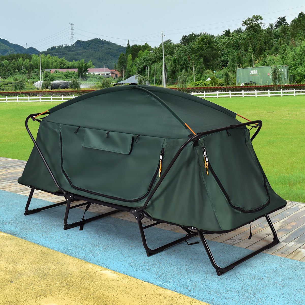 Folding 1 Person Elevated Camping Tent Cot Waterproof Hiking Outdoor w Carry Bag