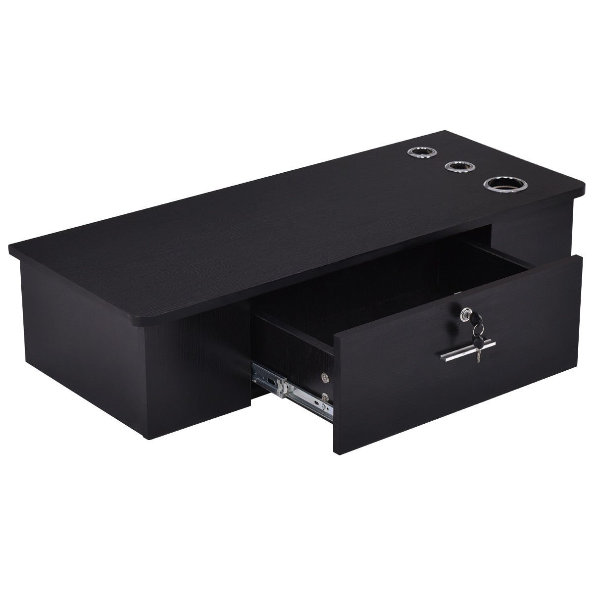 Salon Classic Wall Mount Styling Station Beauty Salon Spa Locking Cabinet Black