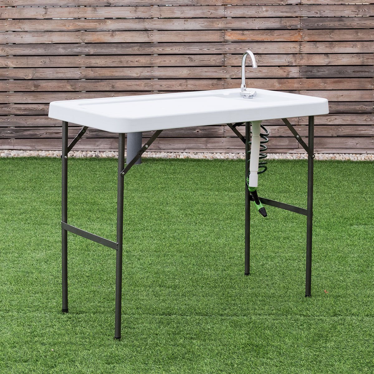 Folding Fish Table Hunting Cleaning Cutting Camping Sink Faucet w Sprayer New