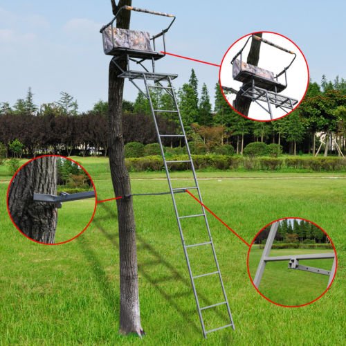 16' Two Man Hunting Ladder Stand Tree Stand Harness Seat Cushion TreeStand New