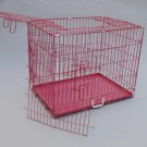 Pink 36"" 3 Doors Folding Suitcase Dog Crate Cat Cage Kennel w/DIVIDER Metal Pan