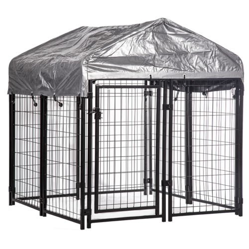4'x4'x4.4' OutDoor Heavy Duty Playpen Welded Dog Kennel w/ Water-Resistant Cover