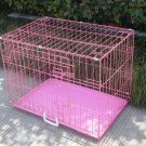 New Pink 48"" 2 Door Pet Cage Folding Dog Cat Crate Cage Kennel w/ABS Tray