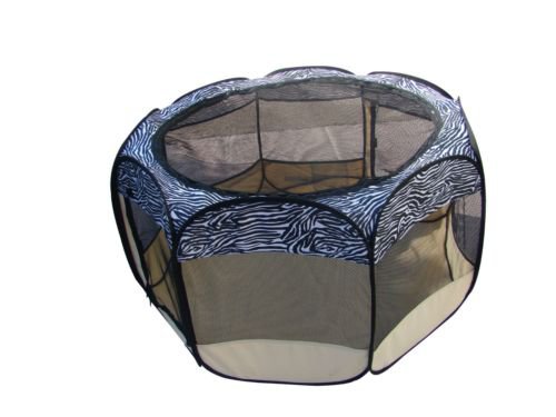 New large Pet Dog Cat Tent Playpen Exercise Play Pen Soft Crate L zebra
