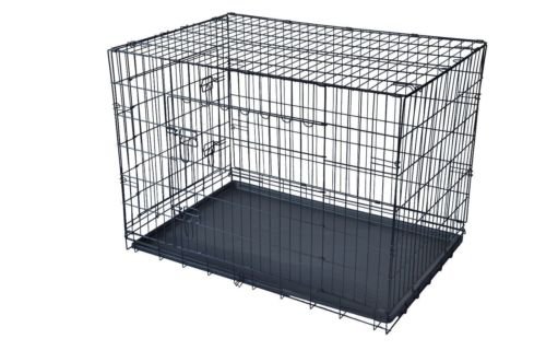 Black 36"" Pet Folding Suitcase Dog Cat Crate Cage w/Divider Kennel Pen w/Tray LC