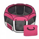 New Medium Pet Dog Cat Tent Playpen Exercise Play Pen Soft Crate T8 Burgundy