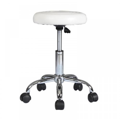 White Adjustable Hydraulic Rolling Swivel Stool Tattoo Facial Massage Salon S12